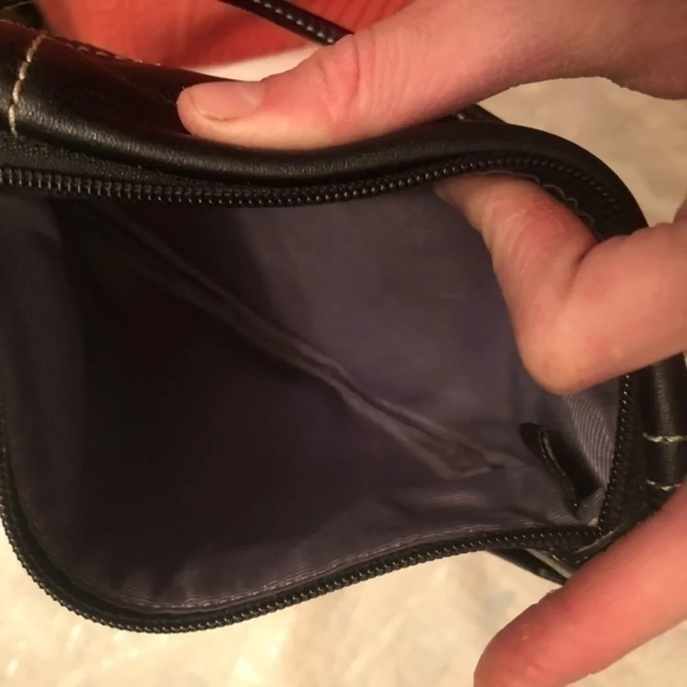 Coach black leather wristlet bag